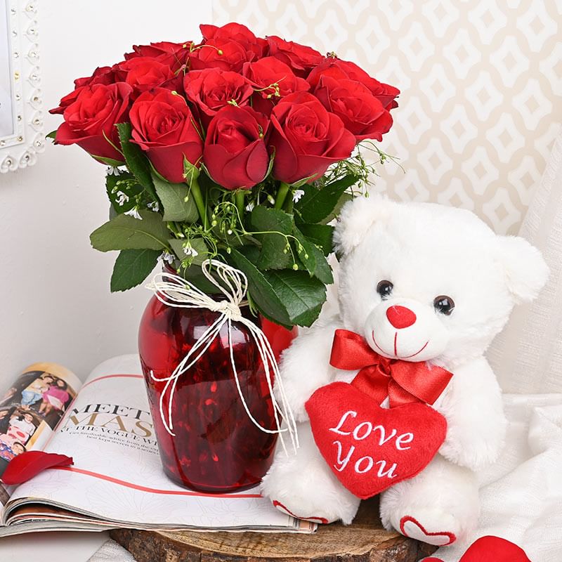 Love You Teddy Rose Gift Combo