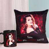 Personalised Love Mug and Cushion with Chocolates Combo