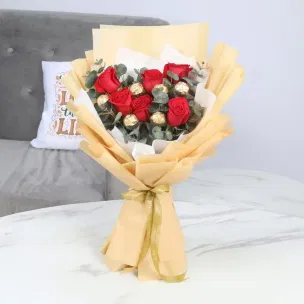 Scarlet Roses With Choco Charms Scarlet Roses With Choco Charms