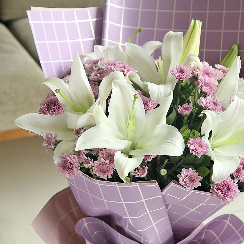 Lovely Lilies Bouquet Top View