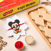 Lovely Mickey Mouse Rakhi With Kaju Burfi