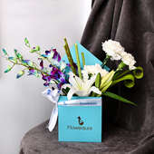 Buy Lovely Orchids In A Box with flowers
