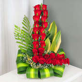L Shape Arrangement of Fourty Red Roses