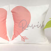 left view of Lovestruck names Personalised Cushion Combo
