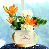 Carnations and Lilies in a White Premium Box