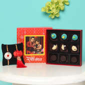 One Set of Bhaiya - Bhabhi Designer Rakhis andOne Handmade Rakhi Chocolate Box