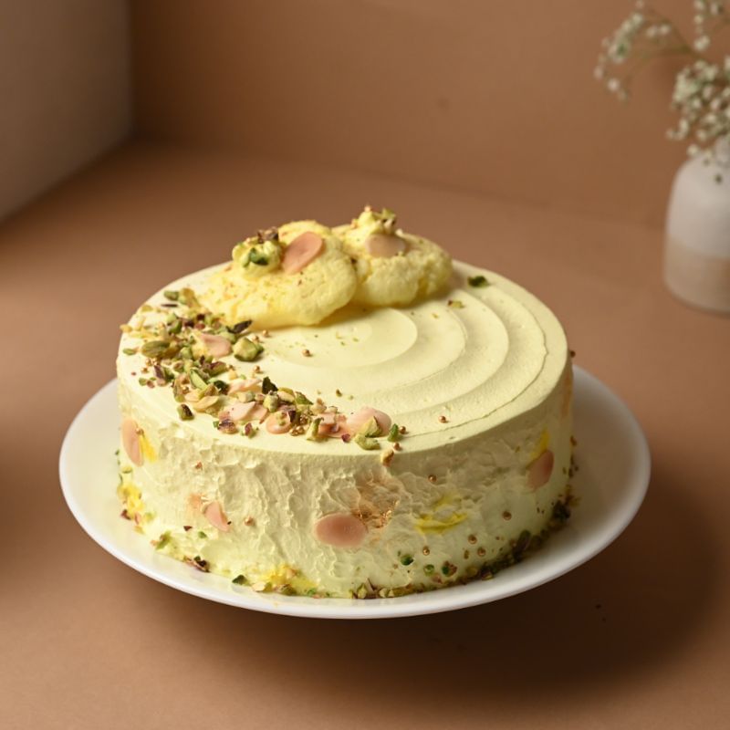 Velvety Pista Rasmalai Cake