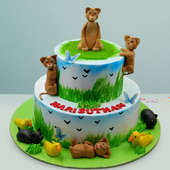 Lush Greenery Lion Fondant Cake, Jungle Theme Cake