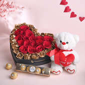 Magical Roses With Teddy N Chocolates