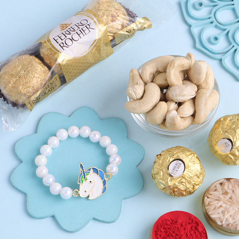 Magical Unicorn Rakhi With Nuts N Chocolates