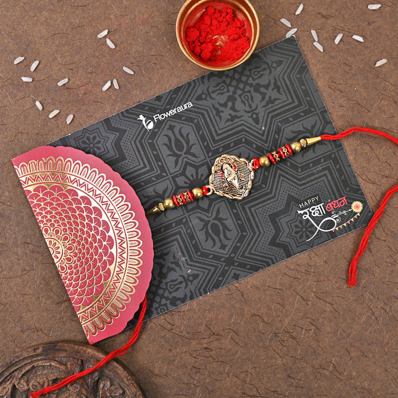 Plant Rakhi and Chocolate Box Hamper Online rakhi side View