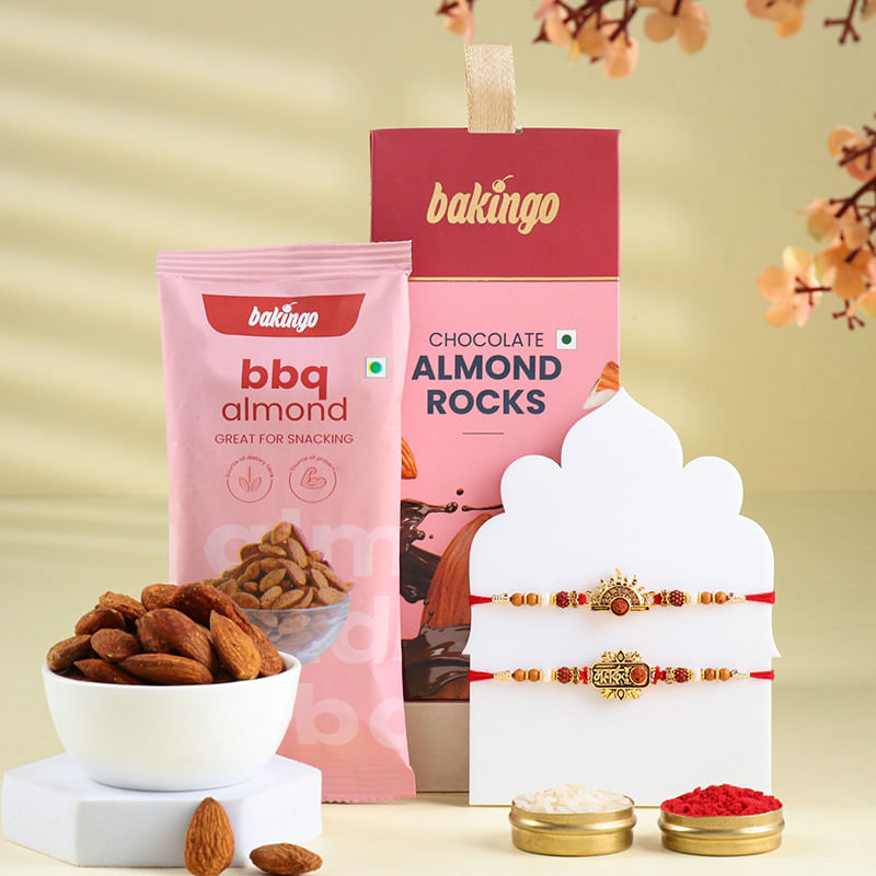 Mahadev Divine Rakhi Duo With Almond Treats