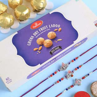 Mahadev Rakhi Set Of Three With Laddoos