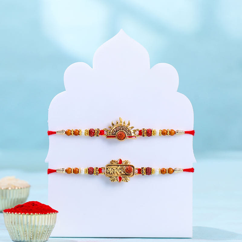 Mahadev Rudraksha Rakhi Duo With Baklava