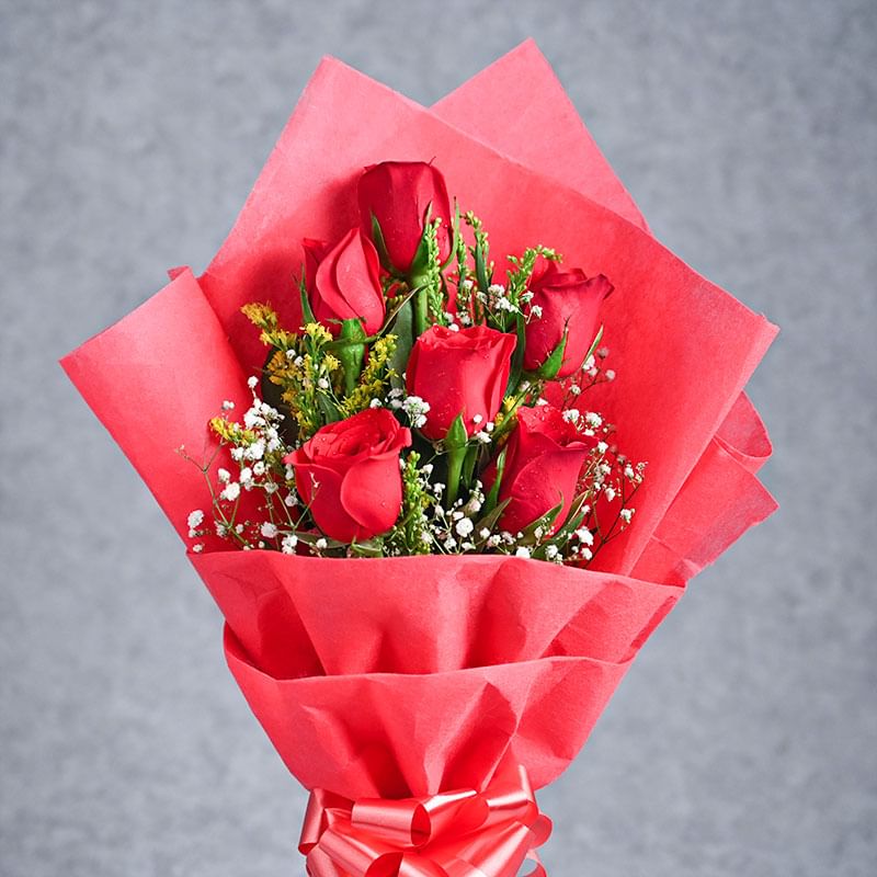 Bouquet of 6 Red Roses