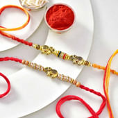Majestic Elephant Bead Rakhi Duo