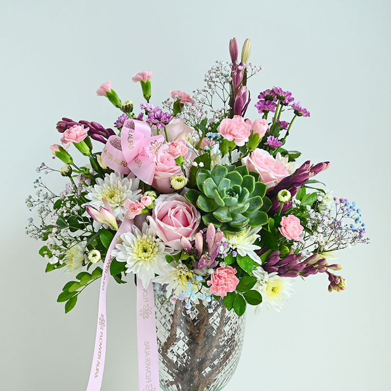 Majestic Floral Harmony In Glass Vase