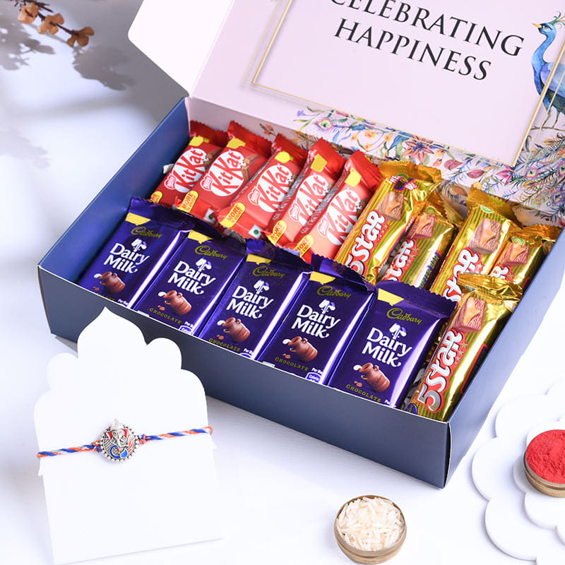 Majestic Ganesha Rakhi N Choco Bliss Hamper