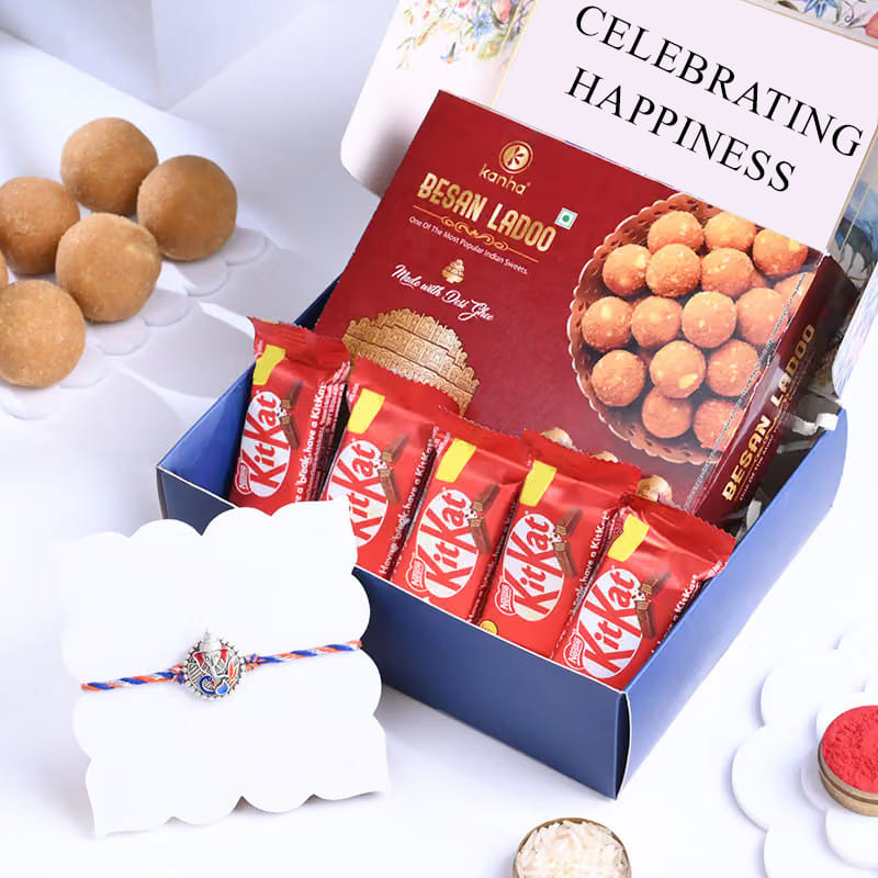 Majestic Ganesha Rakhi Gift Hamper with Mithai N Choco
