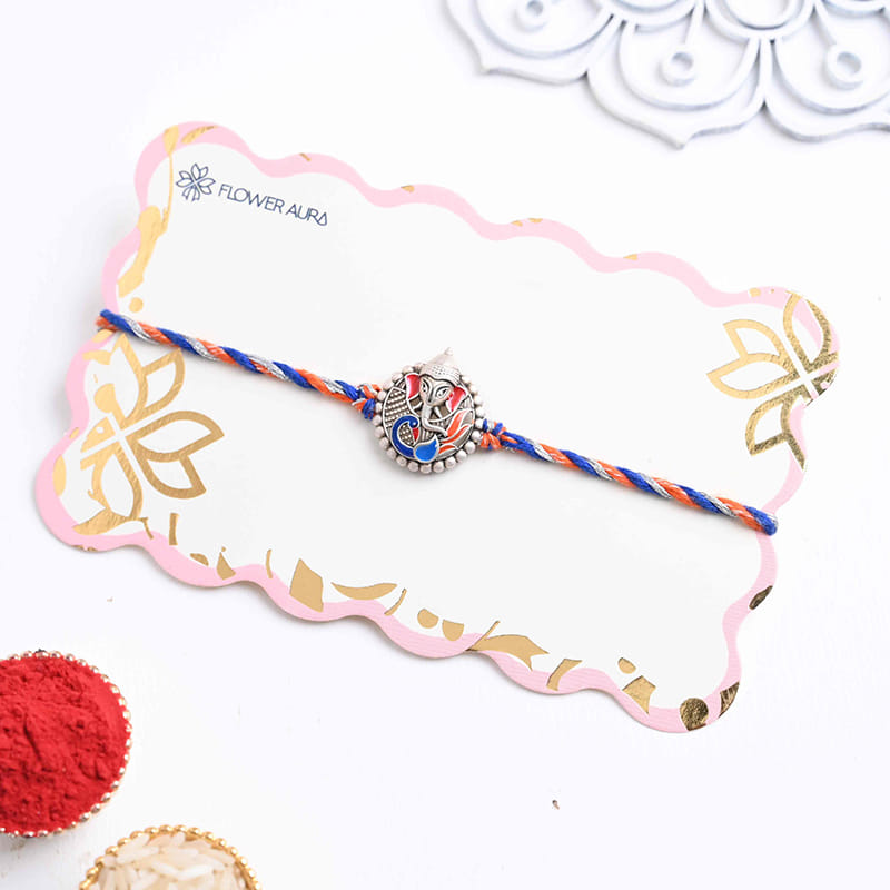 Majestic Ganesha Rakhi Gift Hamper with Mithai N Choco