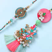 Majestic Peacock Bhaiya Bhabhi Rakhi Set