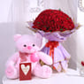 Majestic Roses With Teddy N Love Card