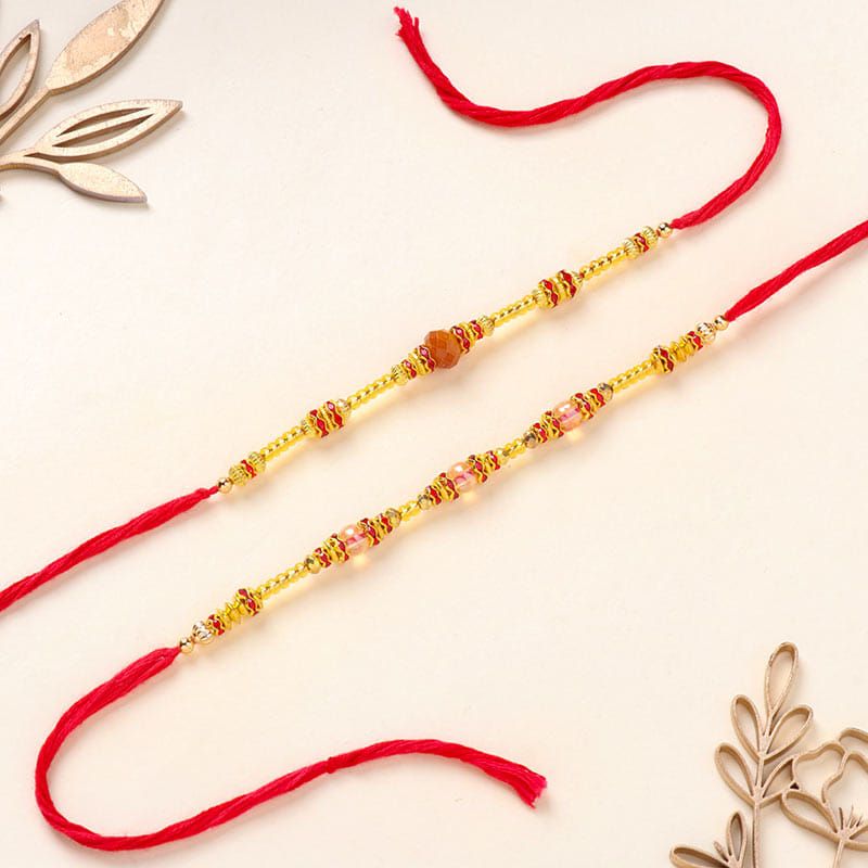 Majestic Two Stone Beads Rakhi