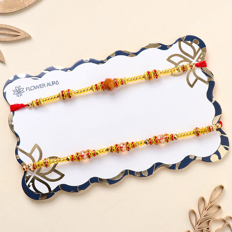 Majestic Two Stone Beads Rakhi