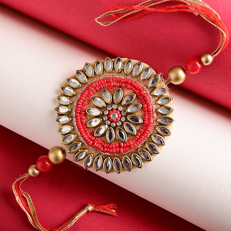 Order Fancy rakhi Online For Brother - Mandala Artwork Zardosi Rakhi