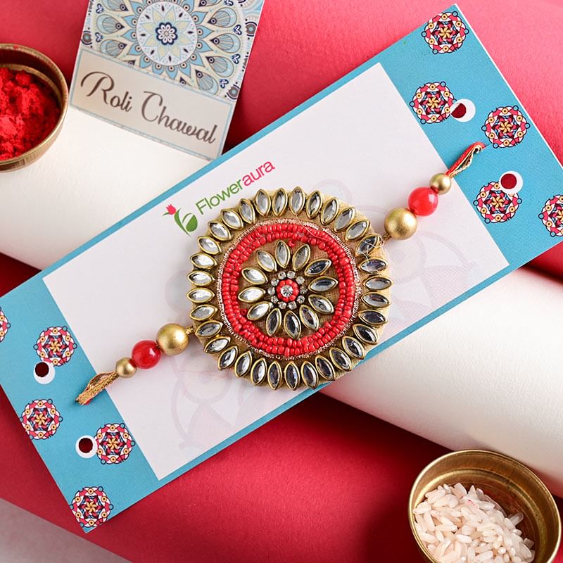 Buy Mandala Artwork Zardosi Rakhi - Online Fancy rakhi For Brother