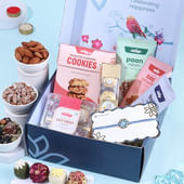Mandala Blue Rakhi With Gourmet Treats