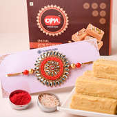 Single Mandala Designer Rakhi With Patisa (Rakhi with Sweets)