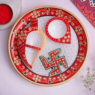 Marble Pooja Thali For Karwa Chauth