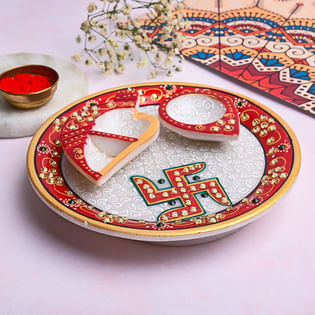 Karwa Chauth Marble Pooja Thali 