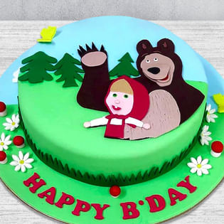 Masha And Bear Fun Fondant Cake