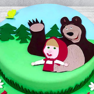 Masha And Bear Fun Fondant Cake