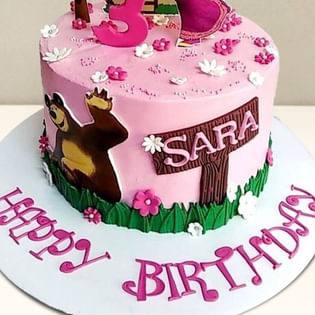 Masha and Bear Happy Birthday Cake Online