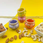 Matki Diya Set With Crunchy Almonds And Cashews