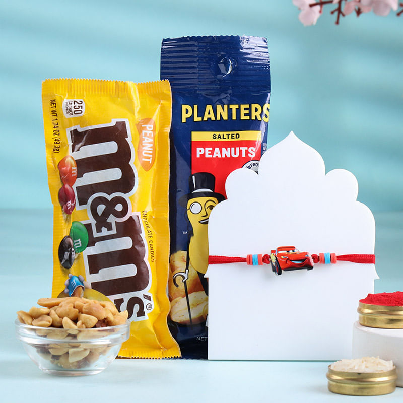 Mcqueen Car Rakhi With Cashews N Chocolates