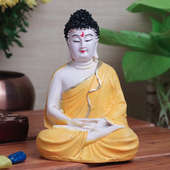 Yellow Color Meditating Buddha Showpiece Gift