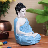 Side View Of Blue Color Meditating Buddha Showpiece Gift