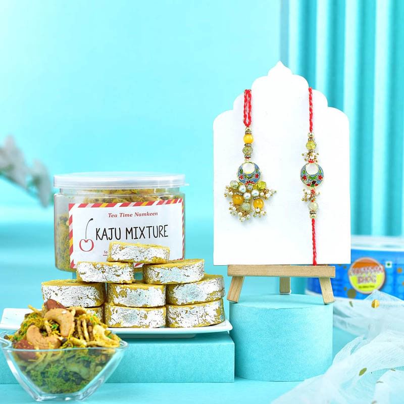 Meenakari Bhaiya Bhabhi Rakhis With Sweets N Namkeen