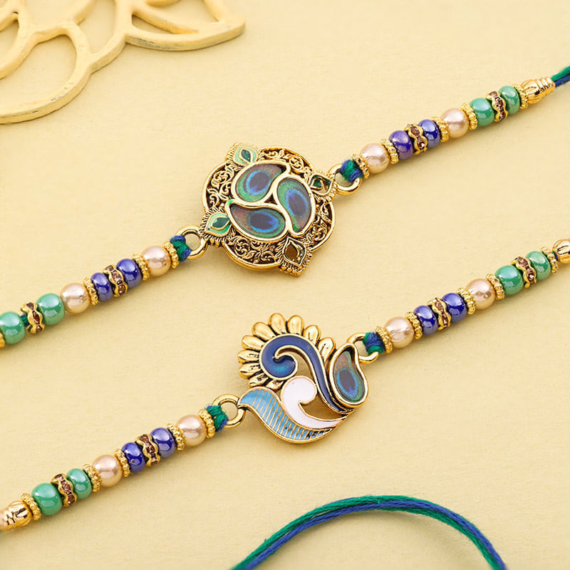 Meenakari Peacock Set Rakhis