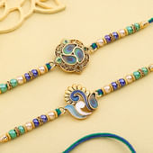 Meenakari Peacock Set Rakhis