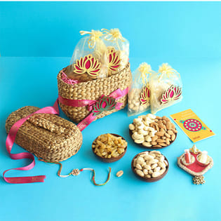 Meenakari Rajputana Rakhis With Dry Fruits N Roli Chawal