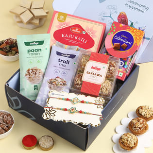 Meenakari Rakhi Duo With Nutty Treats Hamper