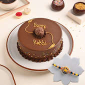 Meenakari Rakhi With Ferrero Chocolate Cake 