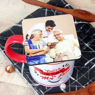 Personalized Family Square Coaster Front Sided View