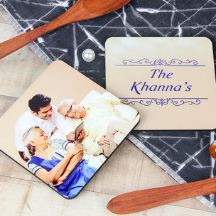 Personalized Family Two Square Coasters