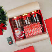 Christmas Gift Box of Chocolate Nuts with 2 Personalised Chocolates and 1 Santa Doll